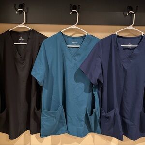 3 pack Jockey Women's V-Neck Scrub Tops - Black, Teal, Navy